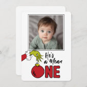 グインチ彼は意地悪な1歳の誕生日だ サンキューカード (正面/裏面)