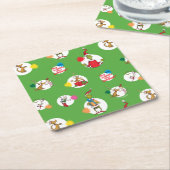 グインチ |クリスマスドットパターン スクエアペーパーコースター (アングル)