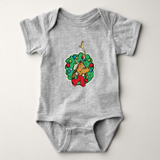グインチ |最大クリスマスリース ベビーボディスーツ (正面)