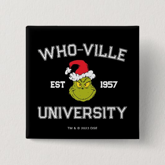 グインチ | Who-ville University Est 1957 缶バッジ (正面)
