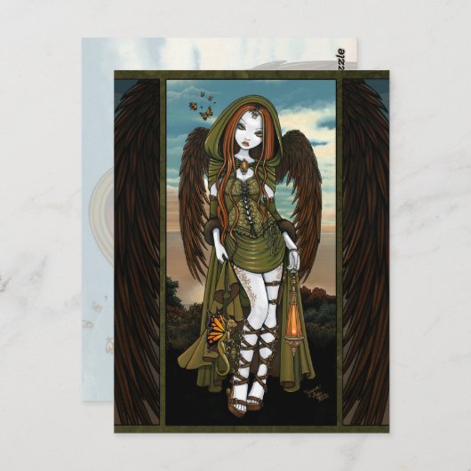 グウィニースサンセットドラゴンランタンエンジェルポストカード ポストカード (正面/裏面)