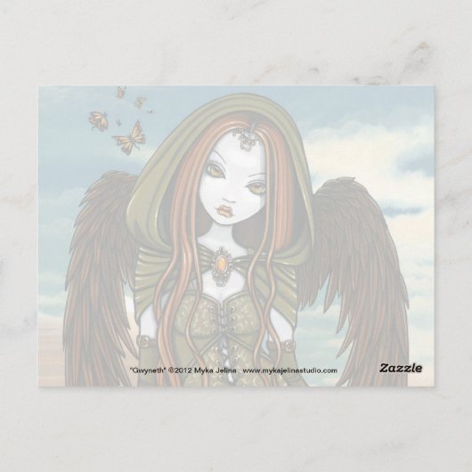 グウィニースサンセットドラゴンランタンエンジェルポストカード ポストカード (裏面)