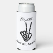 グウルガールサマースケルトンピースサインパーソナライズされた スリム缶クーラー (Seltzer裏面)