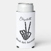 グウルガールサマースケルトンピースサインパーソナライズされた スリム缶クーラー (Seltzer正面)