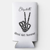 グウルガールサマースケルトンピースサインパーソナライズされた スリム缶クーラー (裏面)