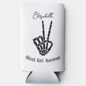 グウルガールサマースケルトンピースサインパーソナライズされた スリム缶クーラー (正面)