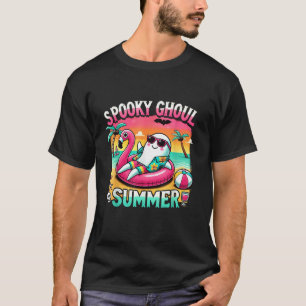 グウルサマー不気味キュート幽霊フラミンゴサマーバック Tシャツ