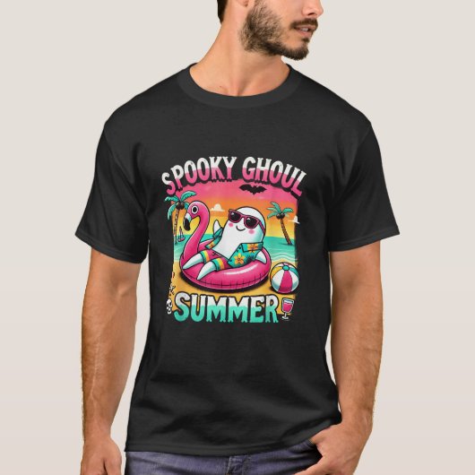 グウルサマー不気味キュート幽霊フラミンゴサマーバック Tシャツ (正面)