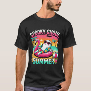 グウルサマー不気味キュート幽霊フラミンゴサマーバック Tシャツ