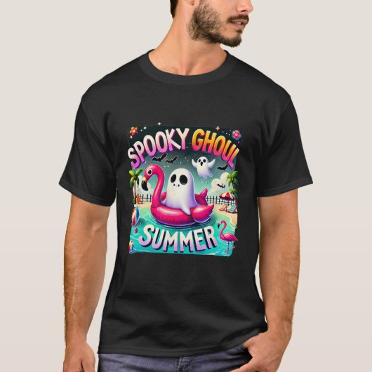 グウルサマー不気味キュート幽霊フラミンゴハローサマム Tシャツ (正面)
