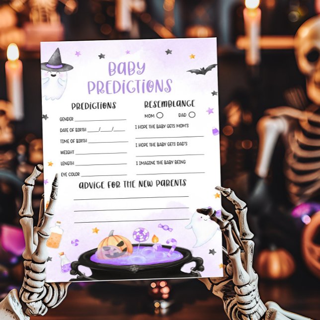 グウルハロウィーンベイビーシャワーベビー予測ゲーム (Purple Oh Sheet Baby Shower Baby Predictions Game)