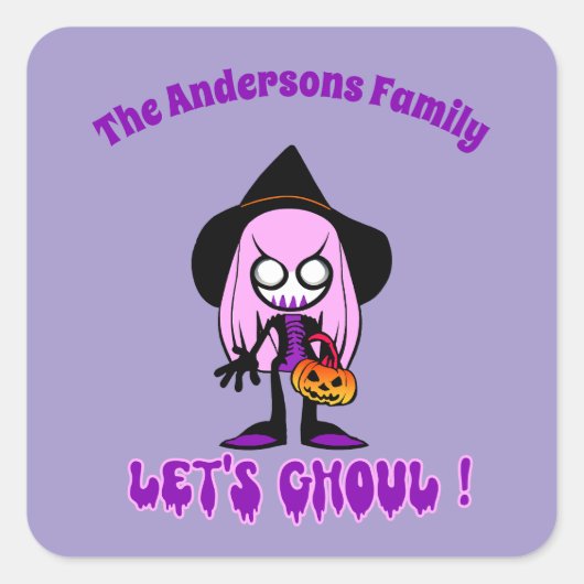 グウルホークハロウィーントリックトリートウィッチ スクエアシール (正面)