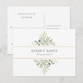 グエレガントリ結婚ーンズ曲の出欠要請RSVP インビテーションポストカード (正面/裏面)