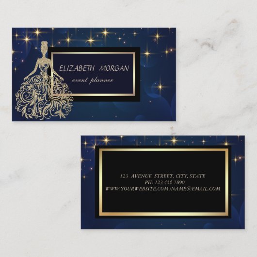 グエレガントロモダンモルーズスターフェイク金ゴールド 名刺 (正面/裏面)