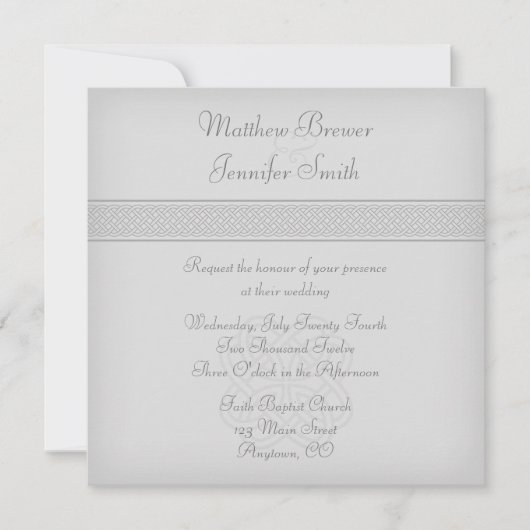 グカスタムリーンケルト結び目模様スクエア結婚式招待状 招待状 (正面)