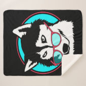 グカッコいいラス好きのハスキー・アラスカ人 シェルパブランケット (正面(横))