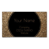 グクラシックラマーギャツビーブラックアンド金ゴールドグリッター マグネット名刺 (正面)