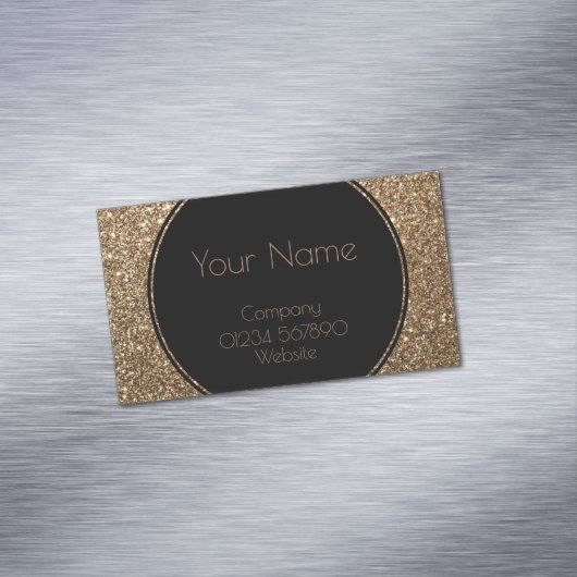 グクラシックラマーギャツビーブラックアンド金ゴールドグリッター マグネット名刺 (インサイチュ)