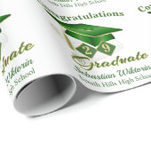 グクラシックリーン金ゴールドのパーソナライズされた卒業 ラッピングペーパー (ロールコーナー)