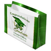 グクラシックリーン金ゴールドのパーソナライズされた卒業 ラージペーパーバッグ (正面アングル)