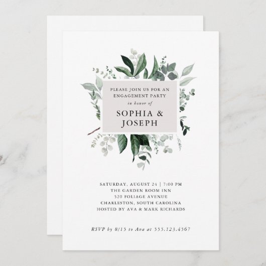 ·グシンプルリーネリ|婚約パーティ 招待状 (正面/裏面)