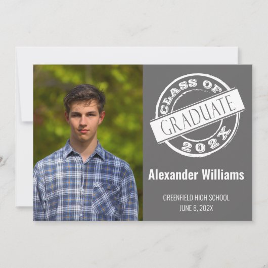 グシンプルレイ写真卒業パーティー 招待状 (正面)