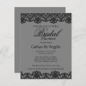 グシンプルレーブラックレースブライダルシャワー招待 招待状 (正面/裏面)