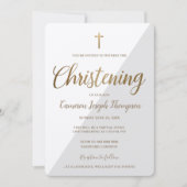 グシンプルレー白金ゴールドクロス仮想《キリスト教》洗礼式や命名式 招待状 (正面)