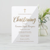 グシンプルレー白金ゴールドクロス仮想《キリスト教》洗礼式や命名式 招待状 (スタンド正面)