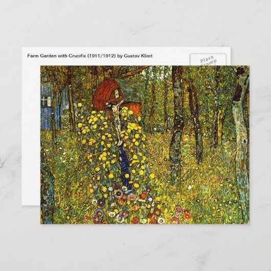 グスタフによる十字付きファームガーデンクリムト ポストカード (正面/裏面)
