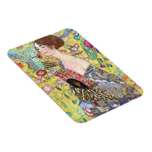 グスタフのクリムトによるファン、ヴィンテージのジャポニズムを持つ女性 マグネット (右側)