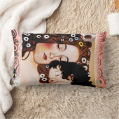 グスタフのクリムトのコラージュによる母そして子供 ランバークッション (ブランケット)