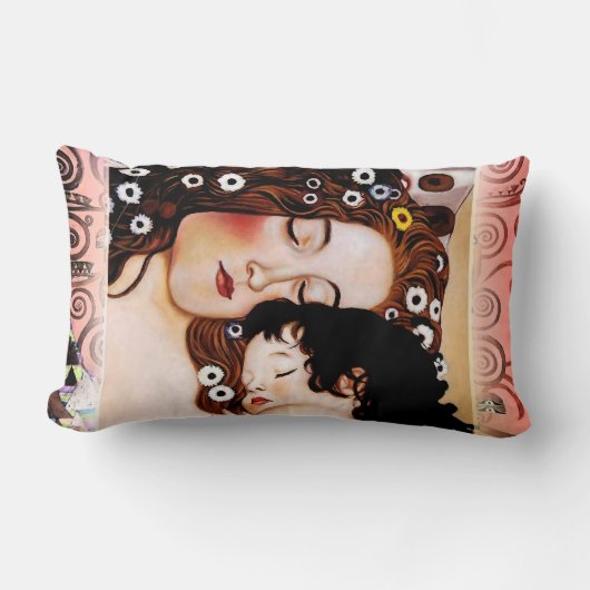 グスタフのクリムトのコラージュによる母そして子供 ランバークッション (正面)