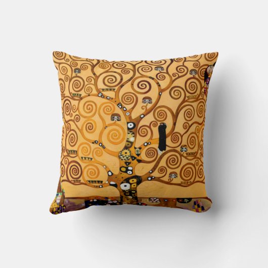 グスタフのクリムトのファインアートによる生命の樹 クッション (裏面)