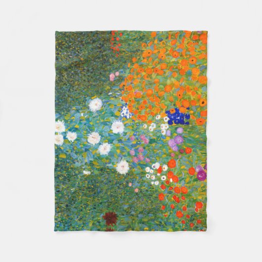 グスタフのクリムトのヴィンテージの花柄による花園 フリースブランケット (正面)