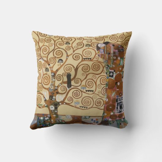 グスタフのクリムトの生命の樹 クッション (裏面)