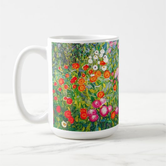 グスタフのクリムトの花園のマグ コーヒーマグカップ (左)