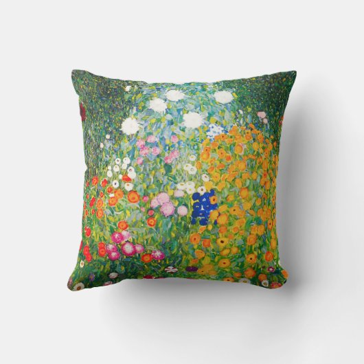 グスタフのクリムトの花園の枕 クッション (裏面)