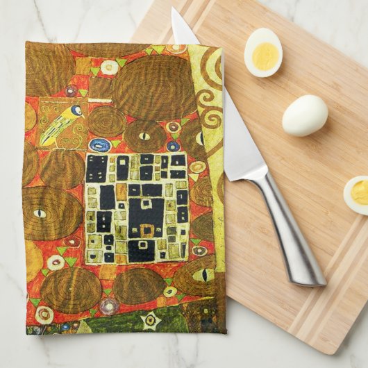 グスタフのクリムトの達成の台所タオル キッチンタオル (四つ折り)
