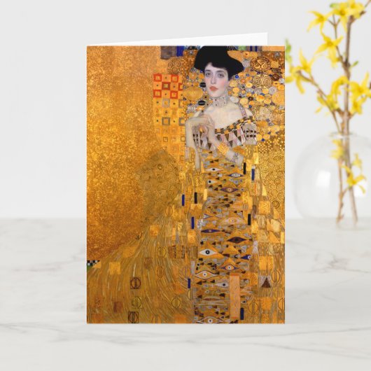 グスタフのクリムトの"アデール"のポートレートのヴィンテージ カード (黄色い花)