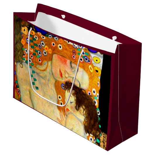 グスタフのクリムトアールヌーボーによる母そして子供 ラージペーパーバッグ (正面アングル)