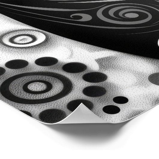 グスタフインスパイアクリムト白黒猫ポスター ポスター (角)