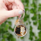 グスタフインスパイアクリムト2匹の猫がベッドに キーホルダー (手)