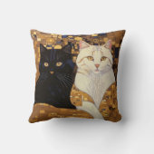 グスタフインスパイアクリムト2匹の猫がベッドに クッション (裏面)