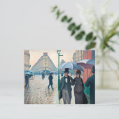 グスタフカイルボットパリ通り雨の日の絵 ポストカード (スタンド正面)