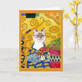 グスタフクリムトかわいい猫のスポフグリーティングカード カード (黄色い花)