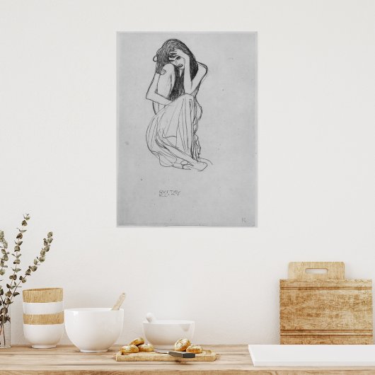 グスタフクリムトにより正面からかがみ込む ポスター (キッチン)