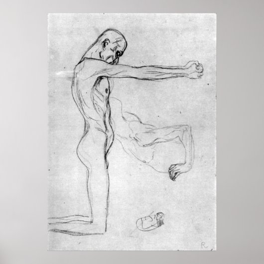 グスタフクリムトの手を伸ばした男 ポスター (正面)