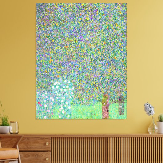 グスタフクリムトの木の下のローズブ絵画シュ キャンバスプリント (インサイチュ (リビング))