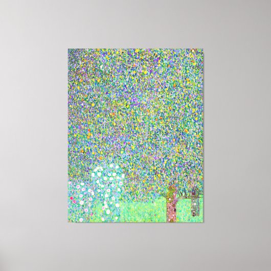 グスタフクリムトの木の下のローズブ絵画シュ キャンバスプリント (正面)